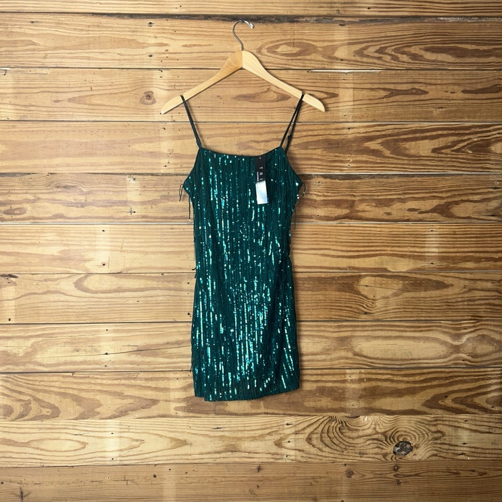 Green Sequin Spaghetti-Strap Mini Dress - Women's Party Dress